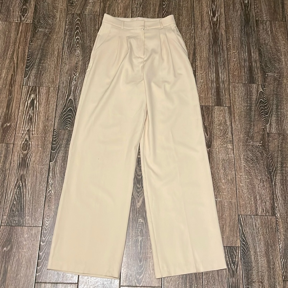 Carbon Jeans Tan Wide Leg Pant with Pleats